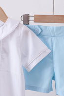 Peter pan collar shorts set