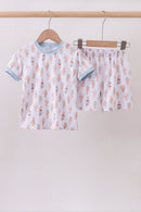 Blue ice cream print bamboo pajama set