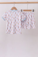 Blue ice cream print bamboo pajama set