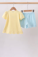 Yellow Apple Embroidery Scalloped Set