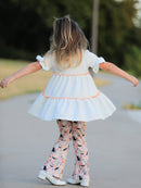 Halloween Black Cat Girls Bell Bottom Pant Set
