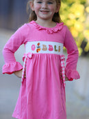 Fall Thanksgiving& Halloween "GOBBLE" Smock Embroidery Baby Girl Dress