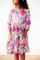 Mauve What's Up Buttercup 3/4 Sleeve Pocket Twirl Dress