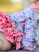 Unicorn Floral Print Girls Long Sleeve Romper