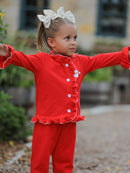 Christmas Red Girls Embroidered Pajamas