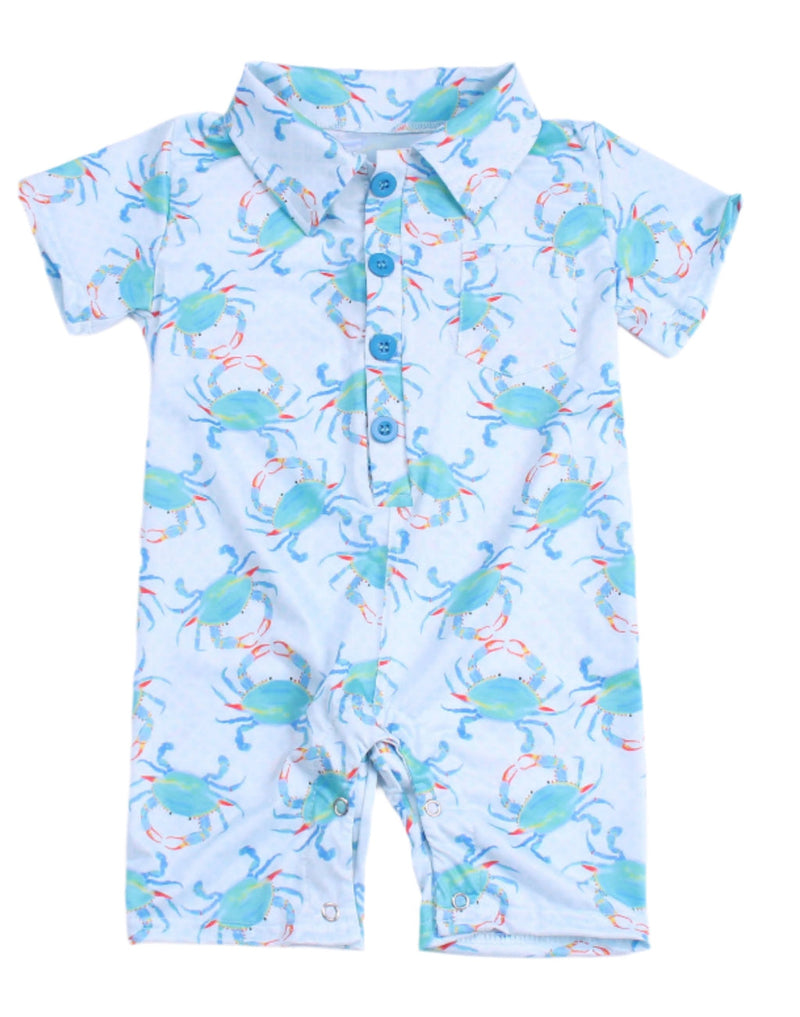 Aqua Crab Polo Romper