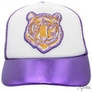 Rhinestone Tiger Youth Trucker Hat – Lavender or Metallic Purple
