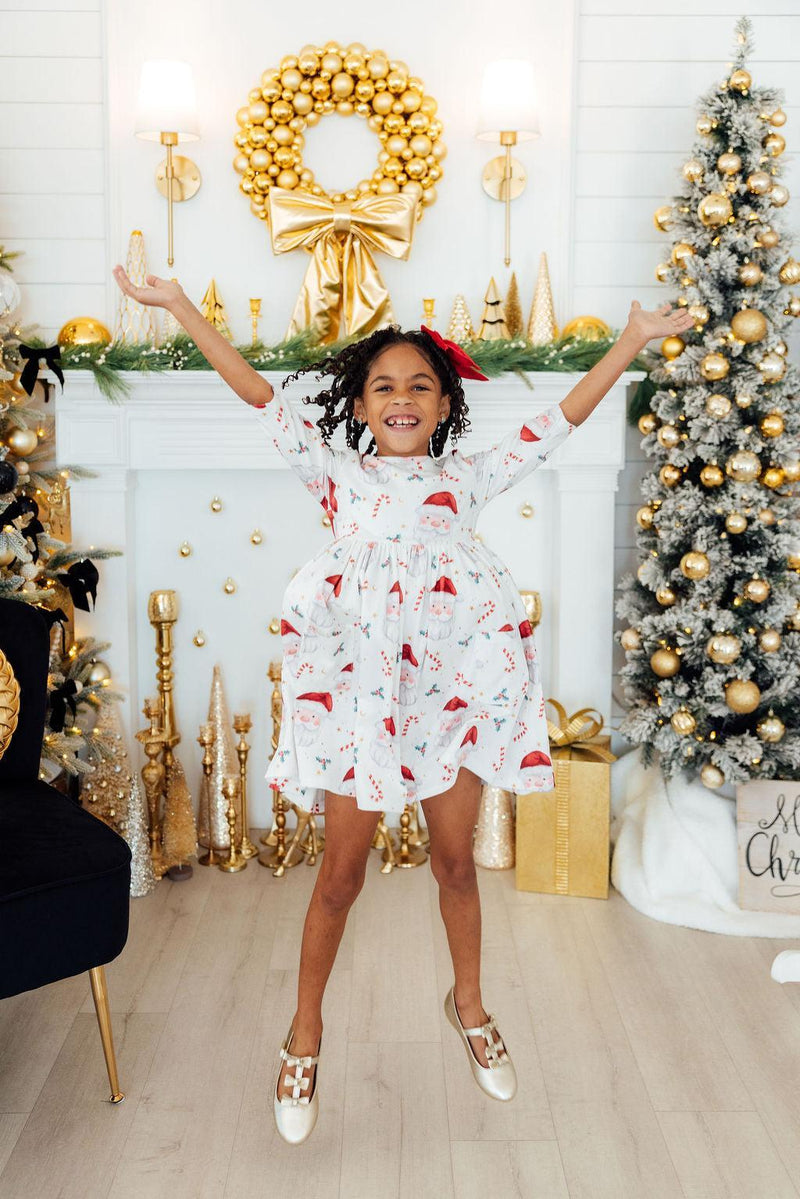 white christmas dresses Girls Dashing Dreams Plaid Knit Long Sleeve Twirl Dress 18-24M main image 1