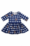 Montana State University Plaid Bobcat 3/4 Sleeve Twirl Bodysuit
