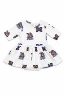 Montana State University White Bobcat 3/4 Sleeve Twirl Bodysuit