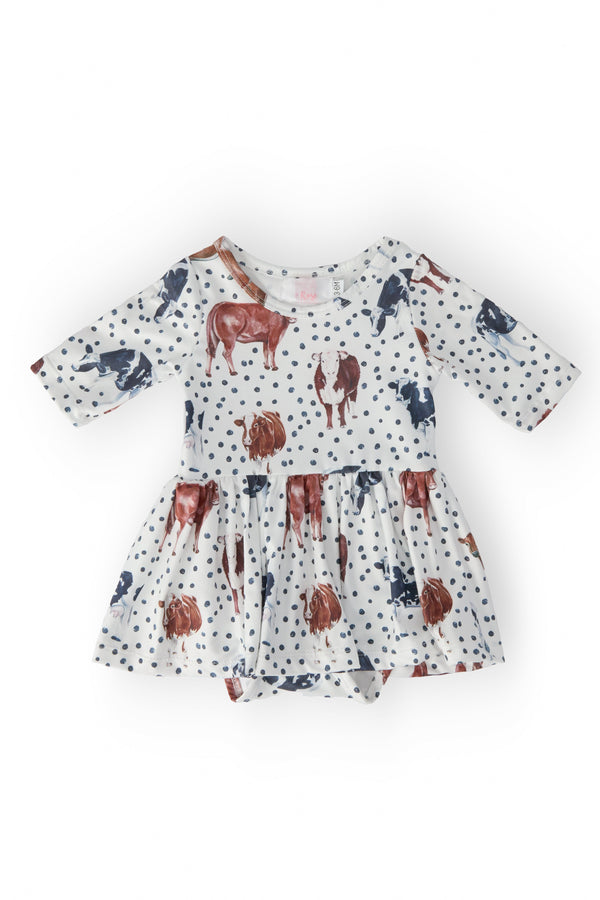 SALE Moo Meadows 3/4 Sleeve Twirl Bodysuit
