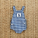 Navy Blue Smocked First Birthday Sunsuit