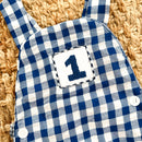 Navy Blue Smocked First Birthday Sunsuit