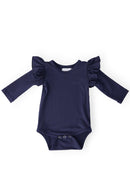 Navy L/S Flutter Bodysuit