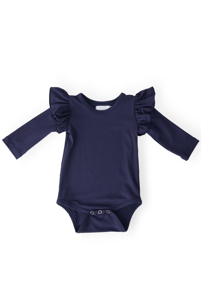 Navy L/S Flutter Bodysuit