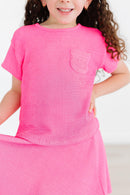 Neon Pink Scrunchy Pocket Tee