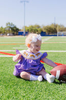 Girls Purple Tiger Smocked Bubble – LSU-Inspired Baby Girl Game Day Bubble | The Prissy Pelican Boutique Bossier City, LA