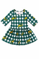 North Dakota State University Plaid Bison 3/4 Sleeve Twirl Bodysuit