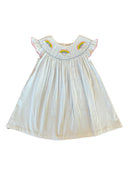 Over the Rainbow Smocked Girls Dress | Rainbow & Clouds Boutique Dress | Little Girls Cotton Dress | Bossier City, LA
