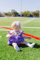 Girls Purple Tiger Smocked Bubble – LSU-Inspired Baby Girl Game Day Bubble | The Prissy Pelican Boutique Bossier City, LA