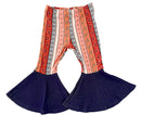 Girls Fall Boho Stripe Bell Bottom Pants – Navy Flare Pumpkin Patch Outfit