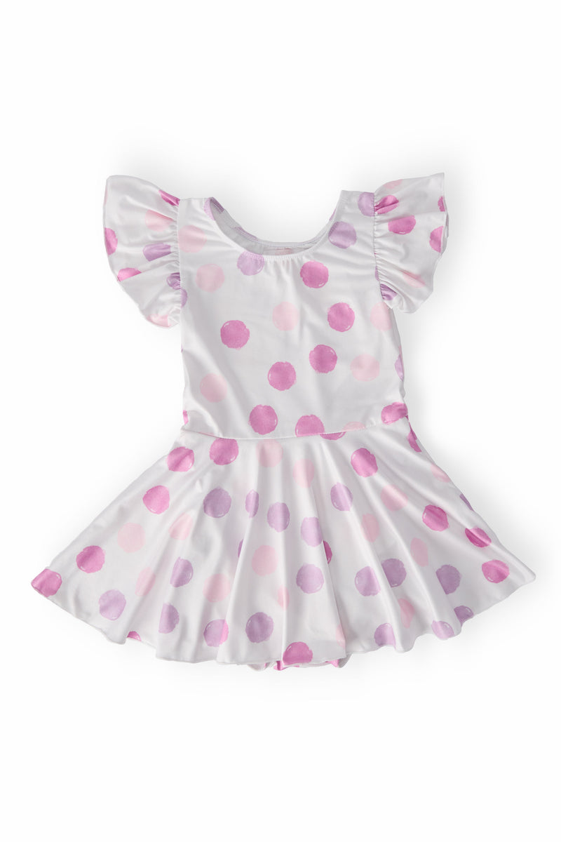 Pastel Polka Dot S/S Twirl Leotard