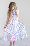 SALE Pastel Wildflowers Ruffle Maxi Dress