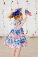 SALE Patriotic Patchwork S/S Pocket Twirl Dress