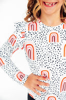 Peach Rainbow L/S Ruffle Tee