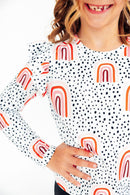 Peach Rainbow L/S Ruffle Tee