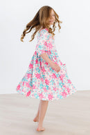 SALE Petal Perfection 3/4 Sleeve Pocket Twirl Dress