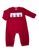 Baby Boys Smocked Santa Long Sleeve Romper | Christmas Boutique Outfit