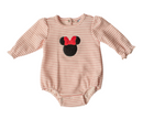 Baby Girls Mouse Inspired Bubble Romper | Red & White Stripe Boutique Baby Outfit
