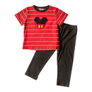 Boys Mouse Inspired Shirt & Black Pants Set | Red Stripe Disney Vacation Boutique Outfit