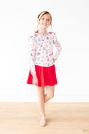 Pink Christmas L/S Ruffle Tee