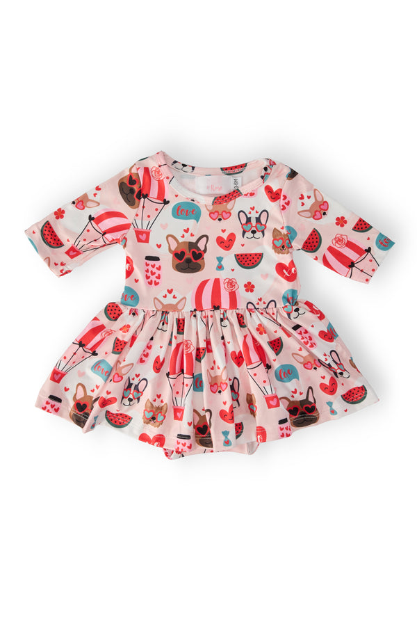 Puppy Love 3/4 Sleeve Twirl Bodysuit