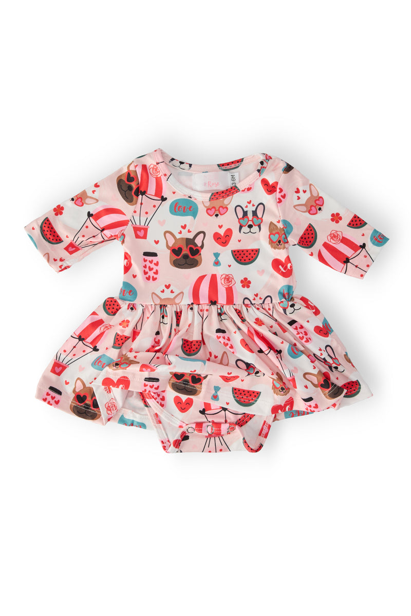 Puppy Love 3/4 Sleeve Twirl Bodysuit