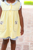 Girls Puppy Paws Pocket Bloomer Set – Yellow & Blue
