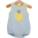 Boys Puppy Paws Pocket Bubble – Blue Stripe & Yellow