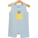 Boys Puppy Paws Pocket Jon Jon – Blue Stripe & Yellow