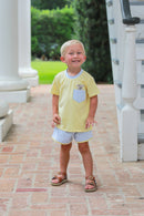 Boys Puppy Paws Pocket Short Set – Yellow & Blue