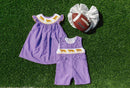 Boys Purple Tiger Smocked Jon Jon – LSU-Inspired Baby & Toddler Game Day Jon Jon | The Prissy Pelican Boutique Bossier City, LA