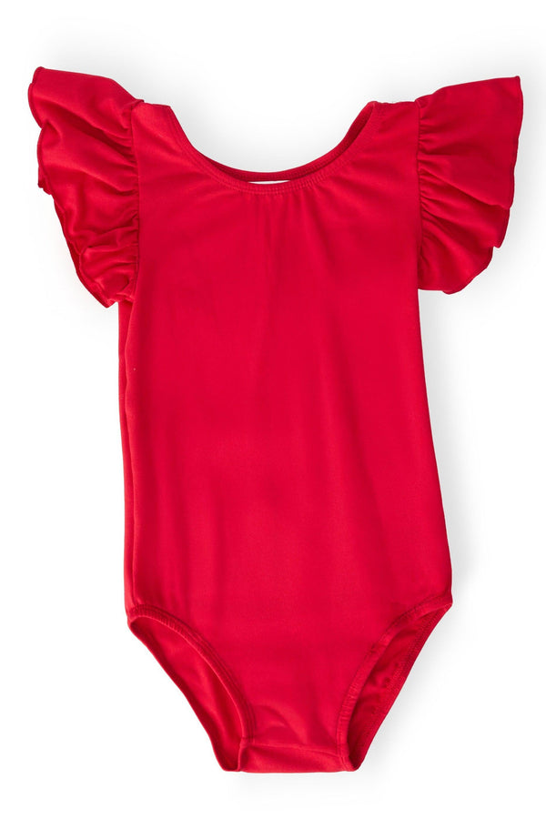 Red S/S Flutter Sleeve Leotard