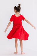 Red S/S Pocket Twirl Dress