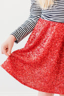 Red Sequin Twirl Skort