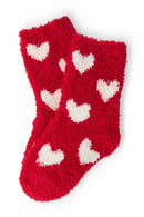 Red/Coconut Heart Cozy Socks