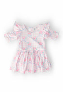 Ribbons & Roses 3/4 Sleeve Flutter Twirl Bodysuit