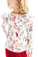 Holly Jolly Christmas L/S Ruffle Tee