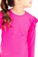 Hot Pink L/S Ruffle Tee