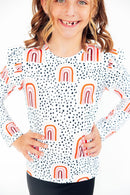 Peach Rainbow L/S Ruffle Tee